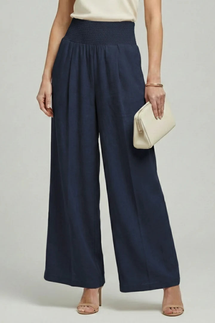 Carolin | Damen Palazzohose mit Hoher Taille und Falten
