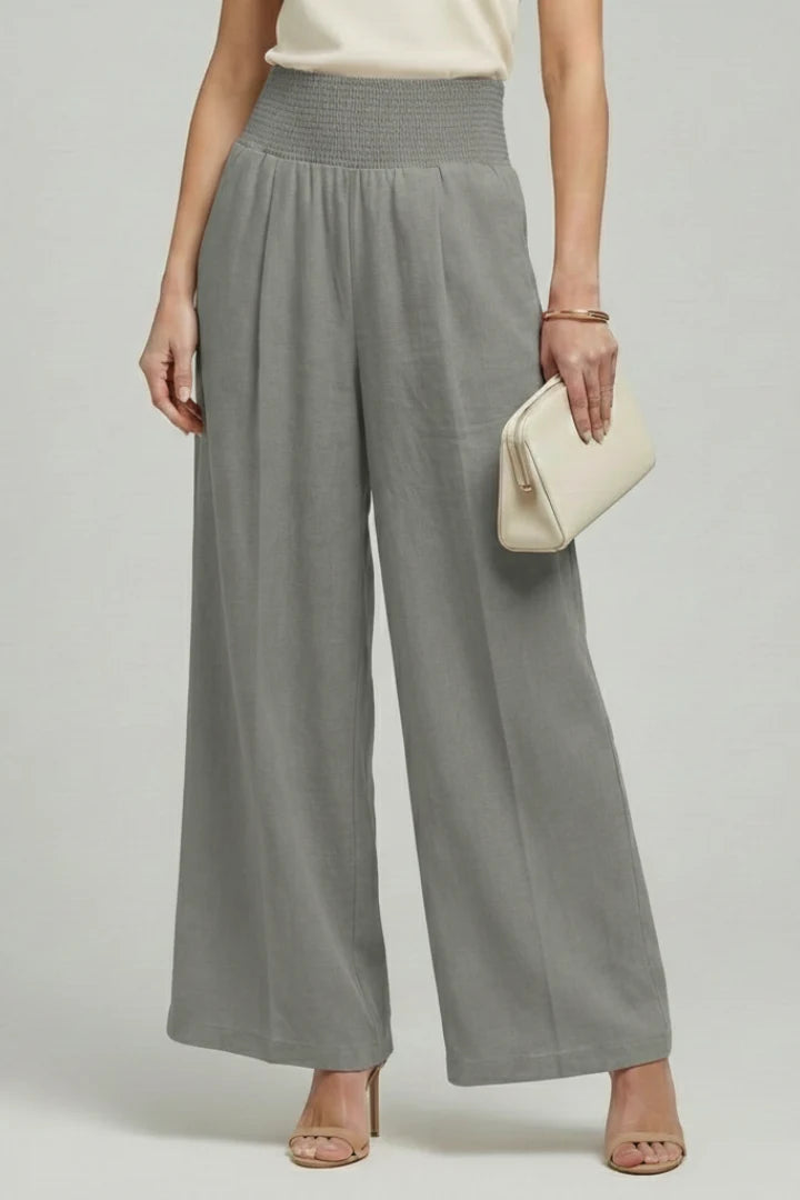 Carolin | Damen Palazzohose mit Hoher Taille und Falten