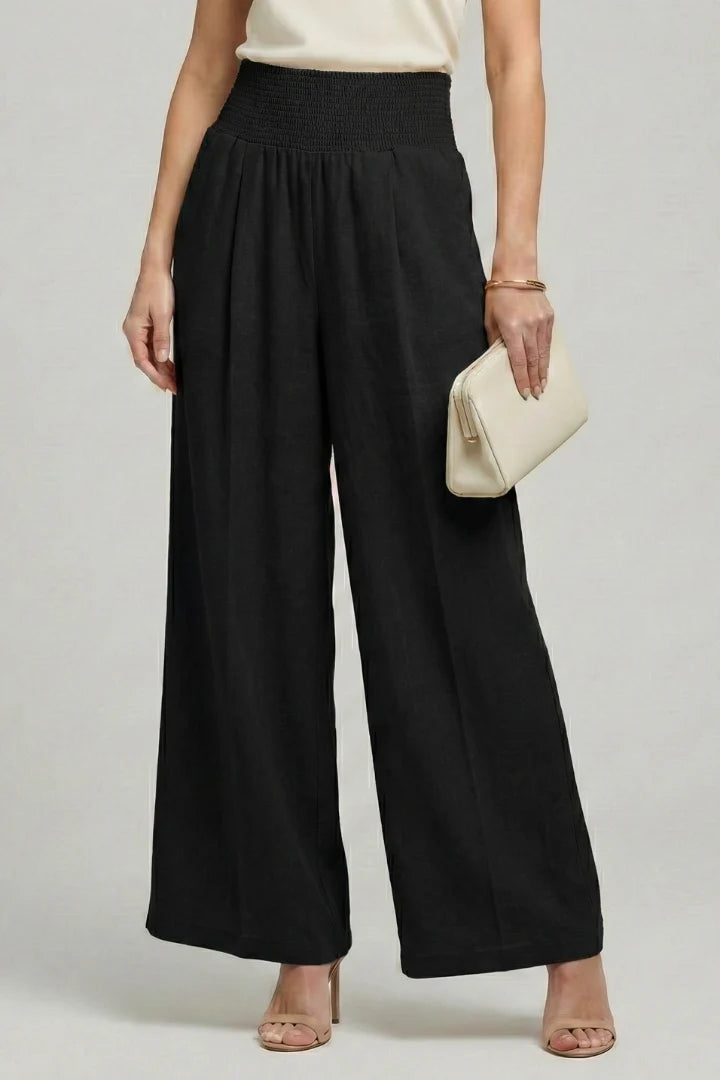 Carolin | Damen Palazzohose mit Hoher Taille und Falten