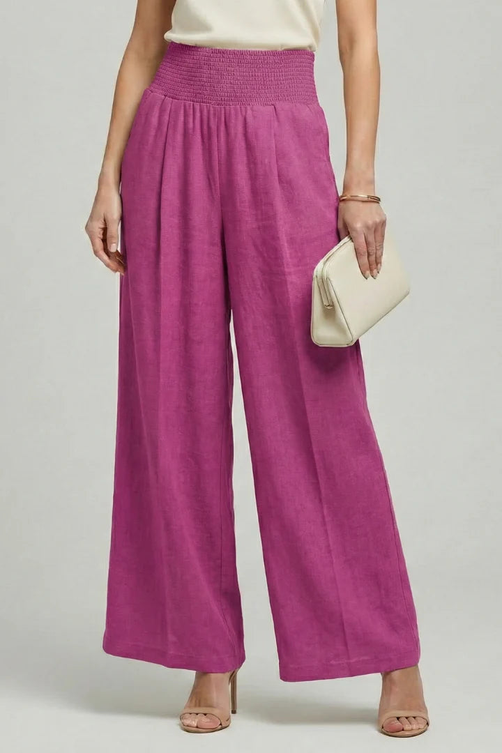 Carolin | Damen Palazzohose mit Hoher Taille und Falten