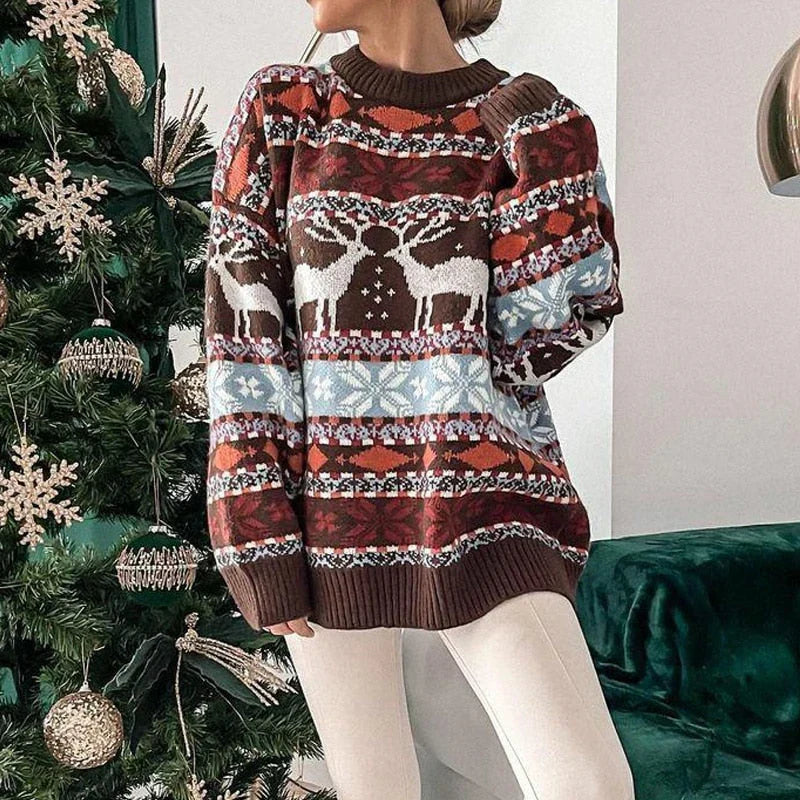 Carolin Damen-Weihnachtspullover mit Rentiermuster