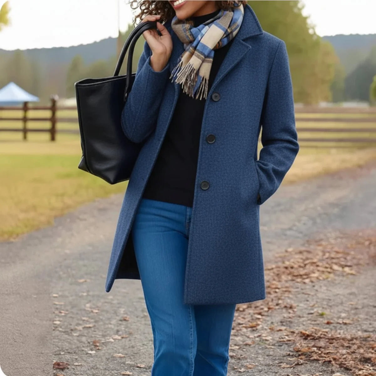 Charlotte | Damen Klassischer Mid-Length Knopfmantel Eleganter Women Coat