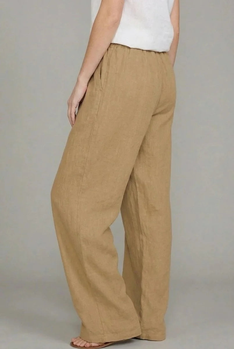 Charlotte Damen Leinen Wide Leg Pants mit Kordelzug