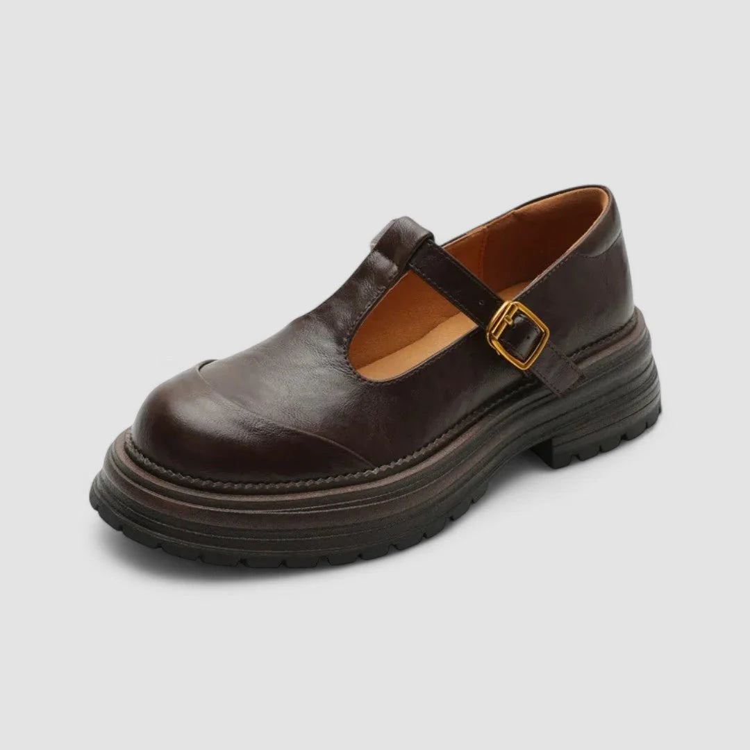 Charlotte | Damen Retro Chunky-Plateau Mary-Jane-Schuhe T-Steg-Schnalle