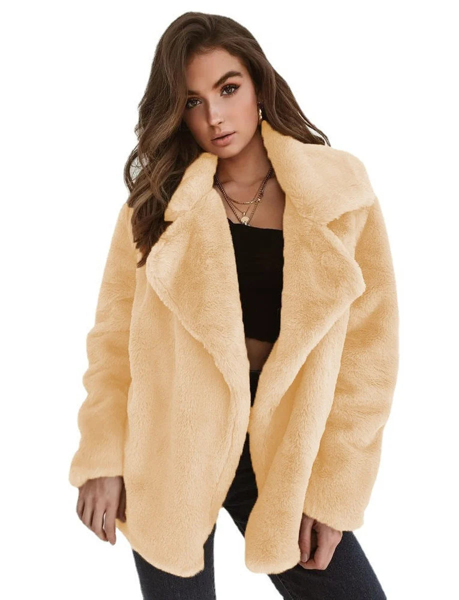 Charlotte | Kunstpelzmantel Damen Flauschiger Oversized Kurzmantel Kunstfell