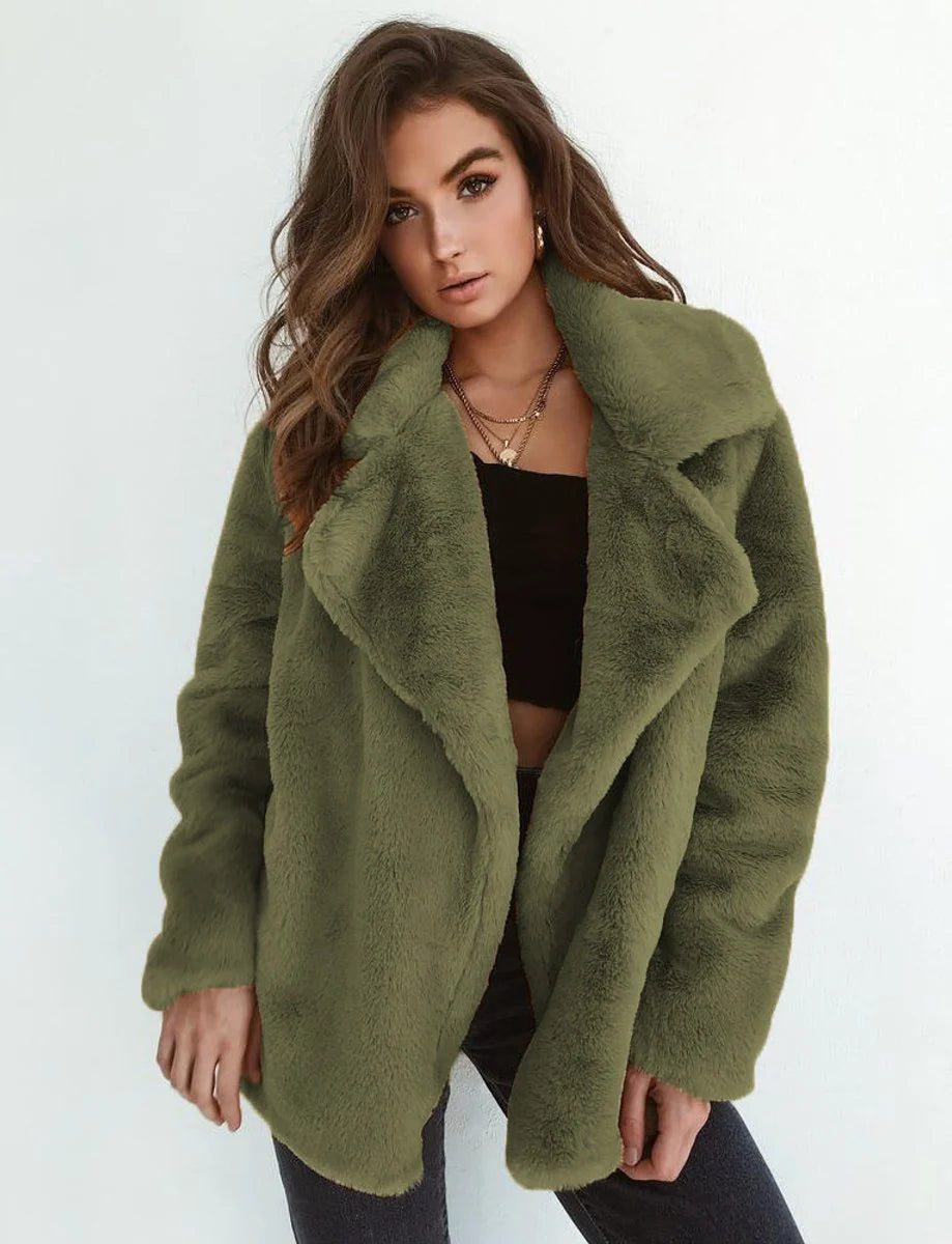Charlotte | Kunstpelzmantel Damen Flauschiger Oversized Kurzmantel Kunstfell