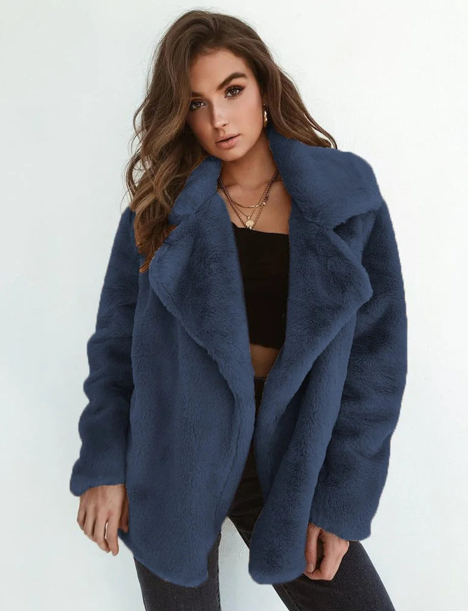 Charlotte | Kunstpelzmantel Damen Flauschiger Oversized Kurzmantel Kunstfell