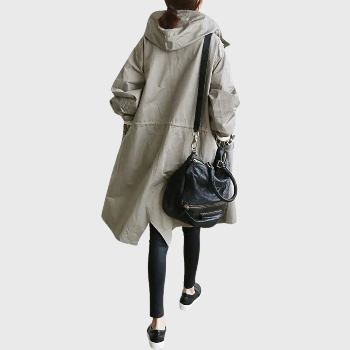 Clara | Damen Langer Wasserabweisender Kapuzen-Trenchcoat Weite Passform