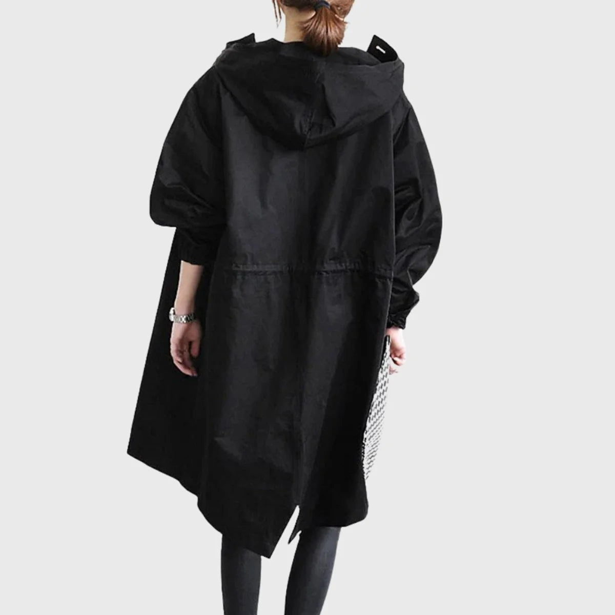 Clara | Damen Langer Wasserabweisender Kapuzen-Trenchcoat Weite Passform