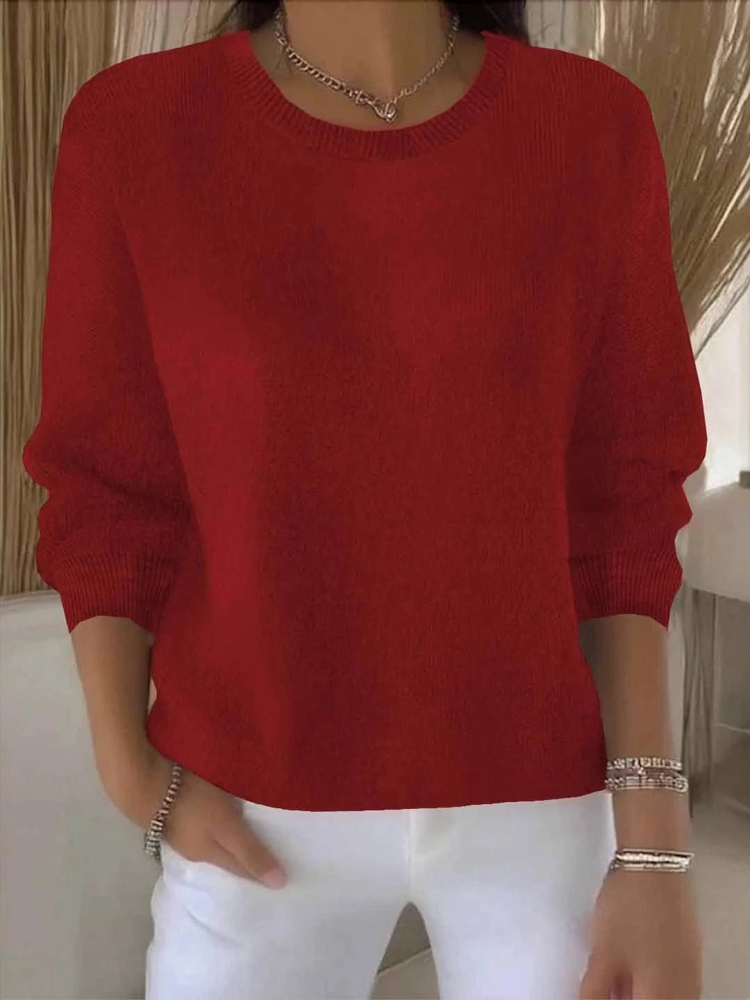 Claudia | Damen Alltagstauglicher Winter-Strickpullover