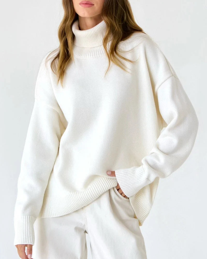 Claudia | Damen Oversize High-Neck Lässiger Pullover