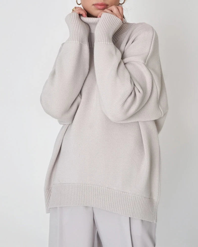 Claudia | Damen Oversize High-Neck Lässiger Pullover