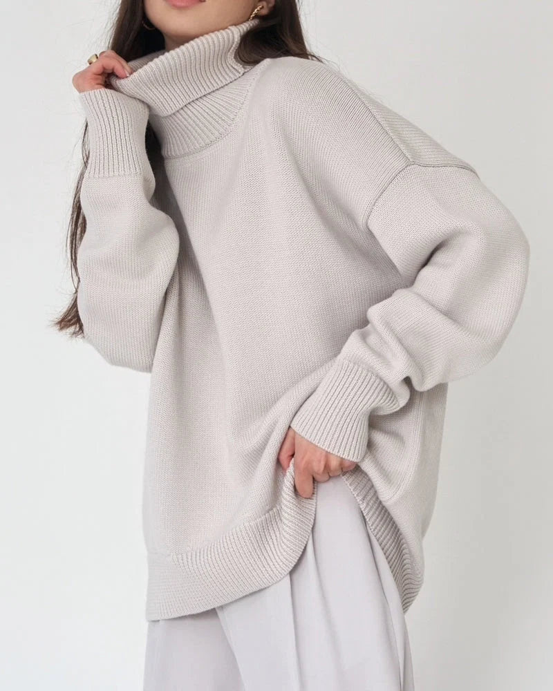 Claudia | Damen Oversize High-Neck Lässiger Pullover