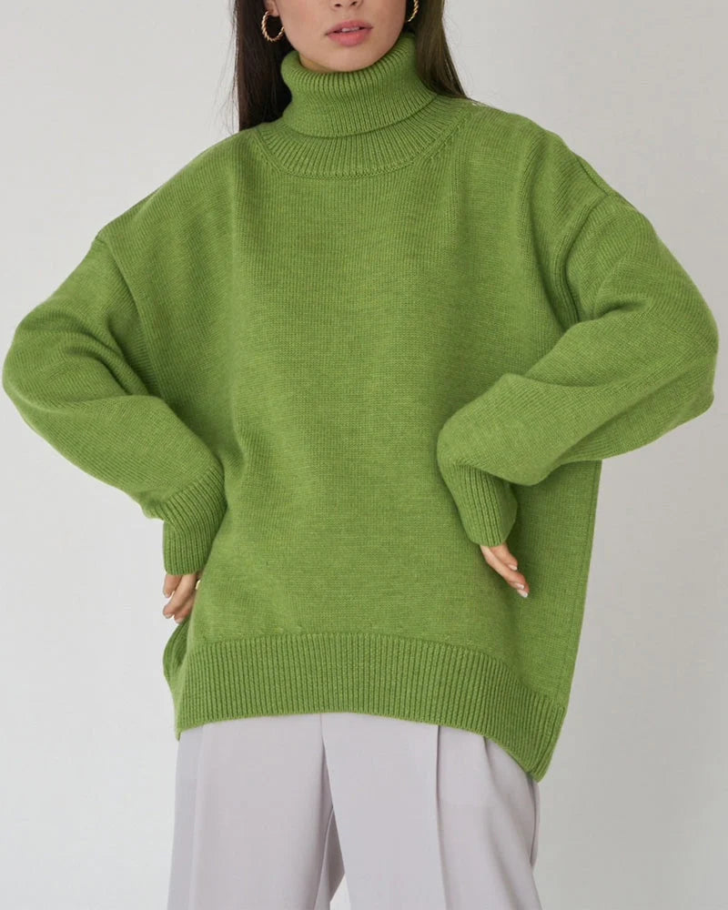 Claudia | Damen Oversize High-Neck Lässiger Pullover