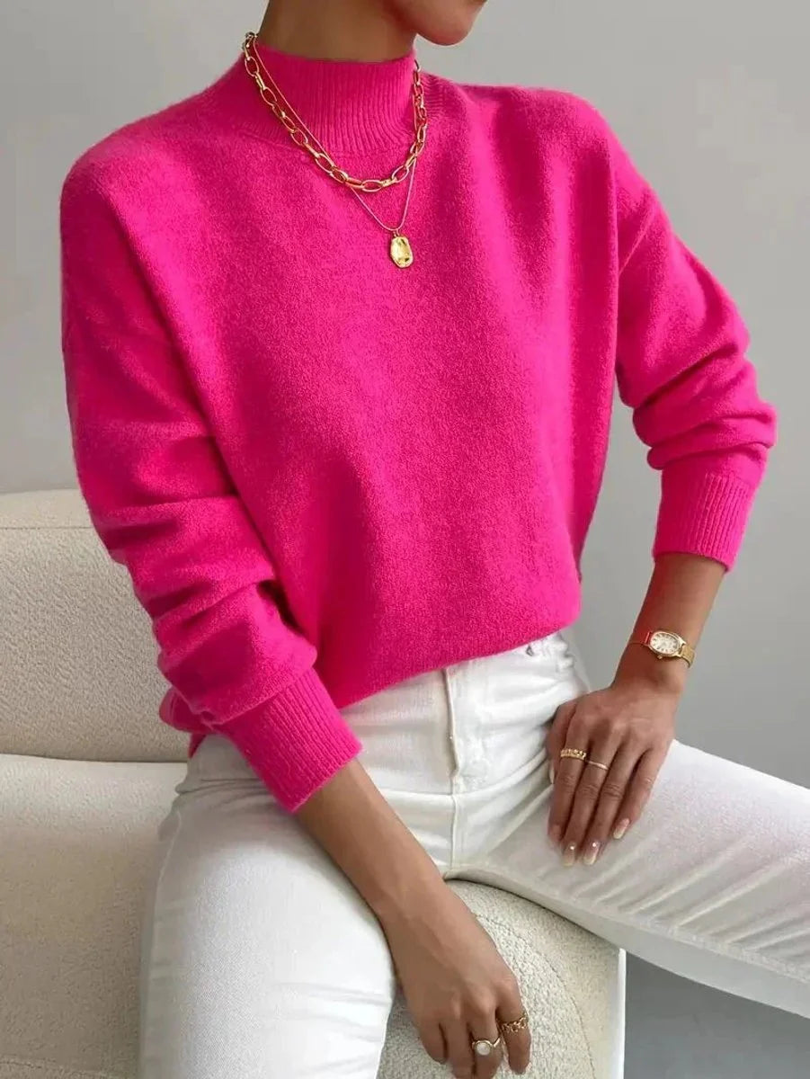 Elisabeth | Damen Mock-Turtleneck Langarm Relaxed-Fit Sweater