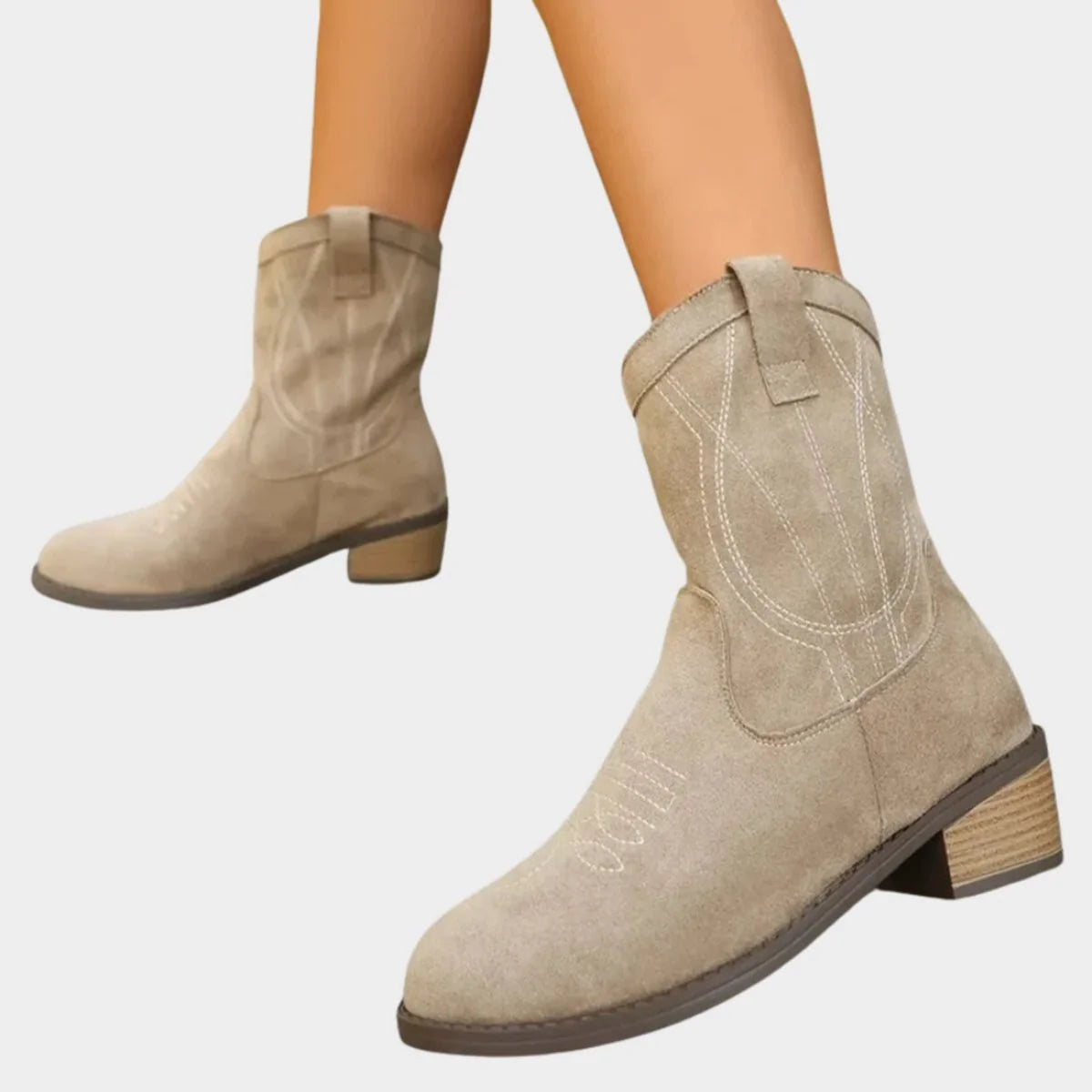 Elisabeth | Damen Western Cowboy Ankle Boots Stiefeletten mit Steppdetails