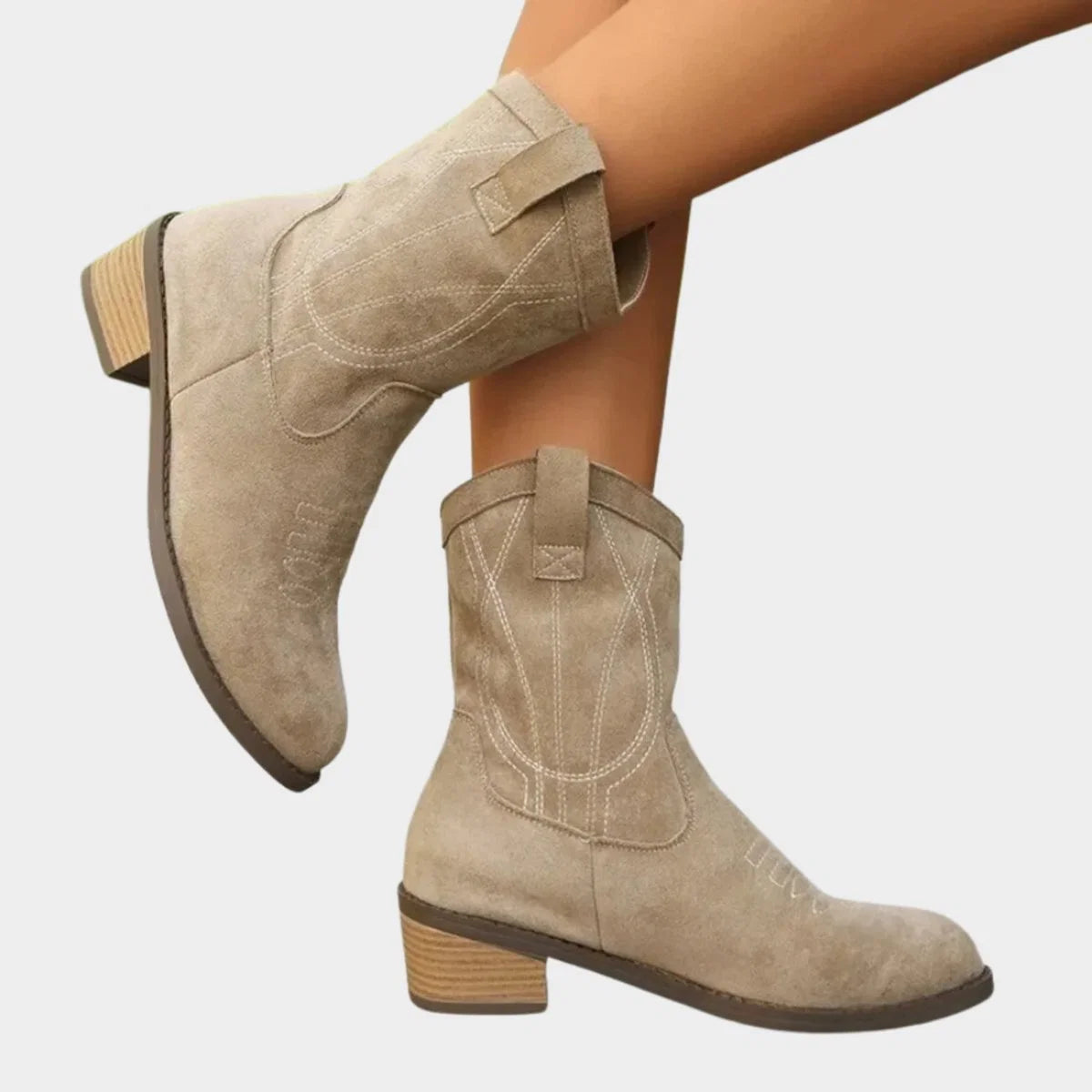 Elisabeth | Damen Western Cowboy Ankle Boots Stiefeletten mit Steppdetails