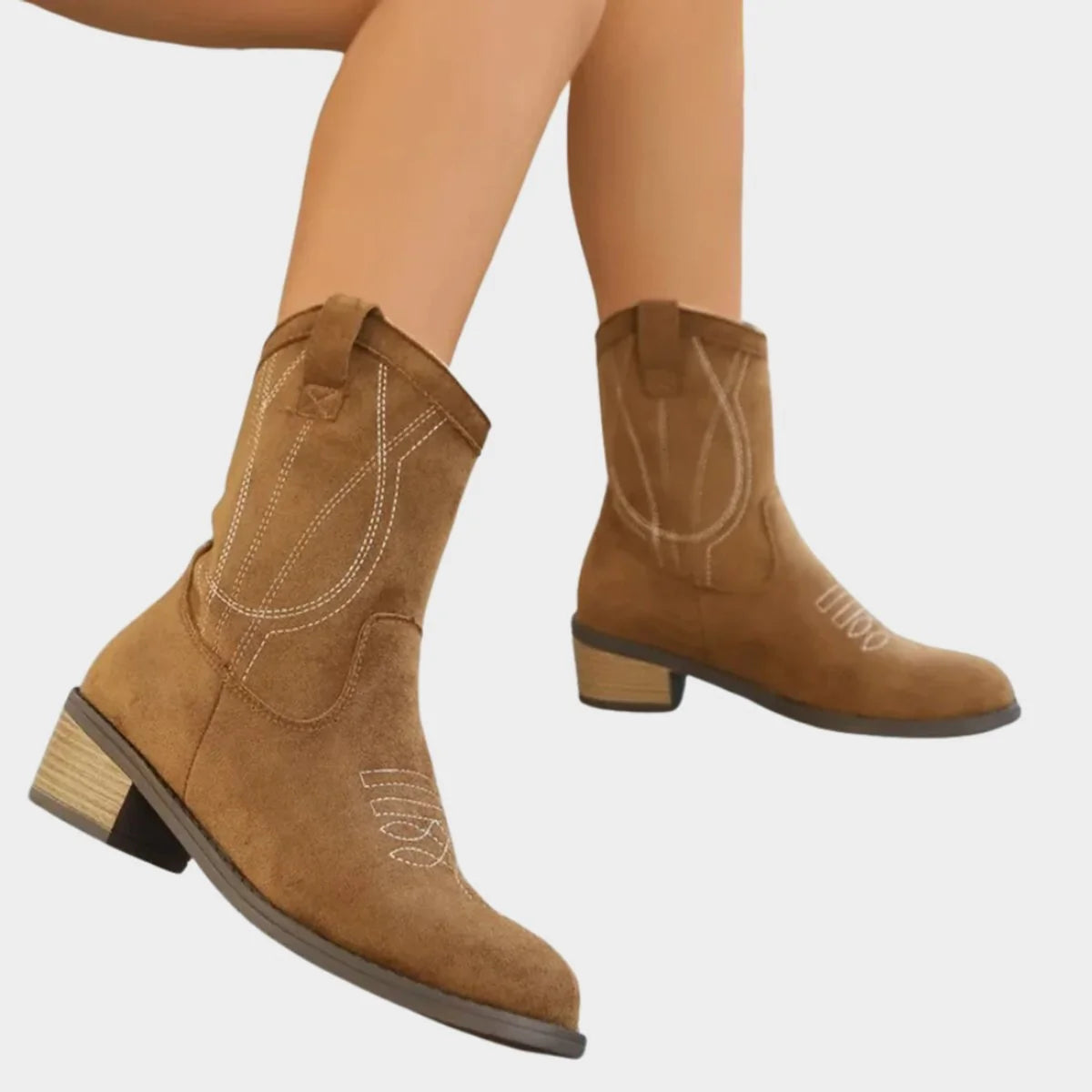 Elisabeth | Damen Western Cowboy Ankle Boots Stiefeletten mit Steppdetails