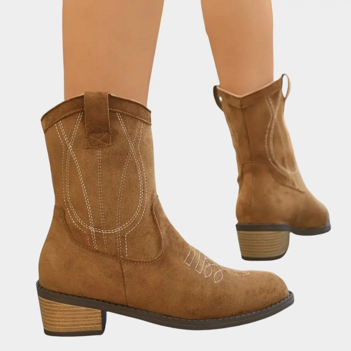 Elisabeth | Damen Western Cowboy Ankle Boots Stiefeletten mit Steppdetails