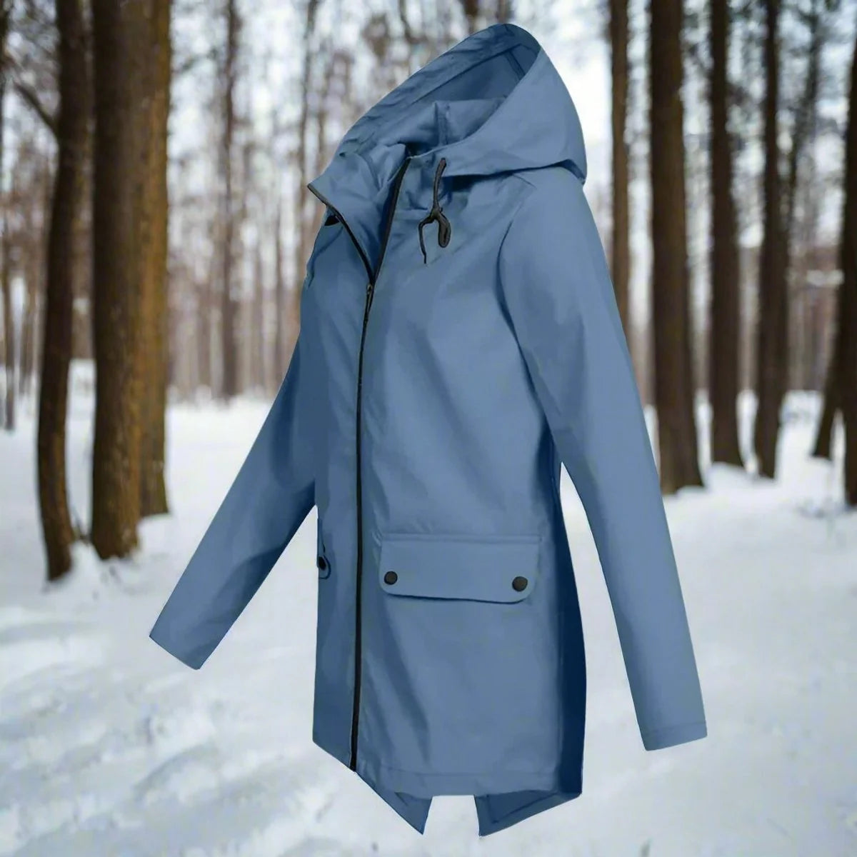 Emilia | Damen Wasserdichte Kapuzen-Regenjacke mit Reißverschluss Taschen