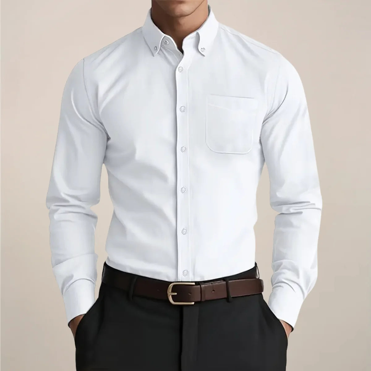 Fabian | Herren Klassisches Button-Down Langarm Hemd