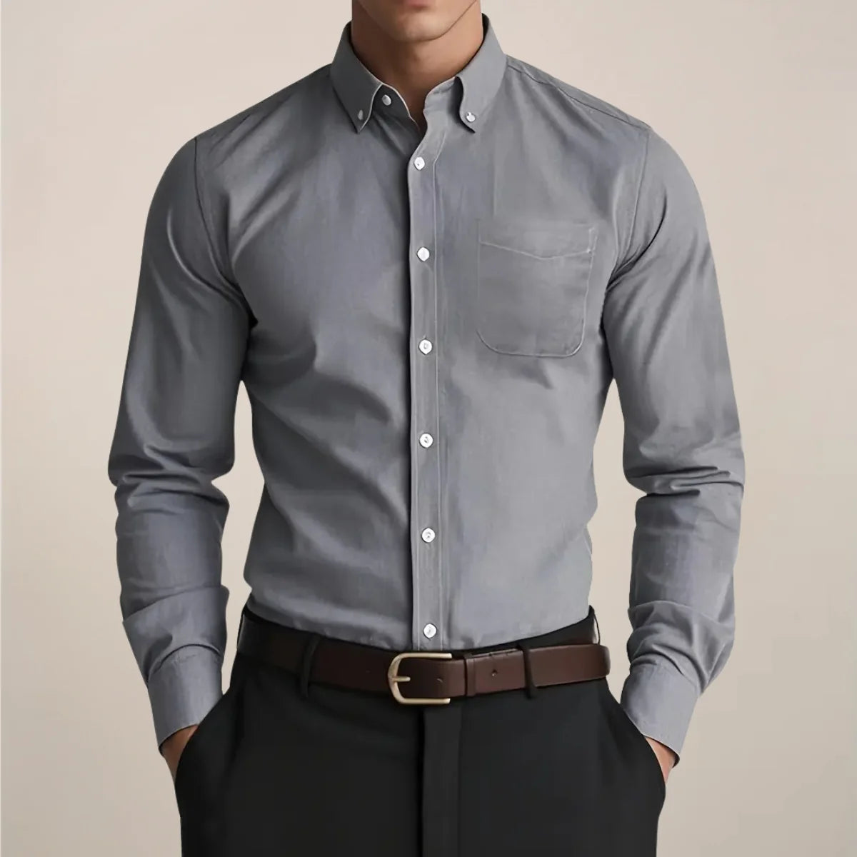 Fabian | Herren Klassisches Button-Down Langarm Hemd