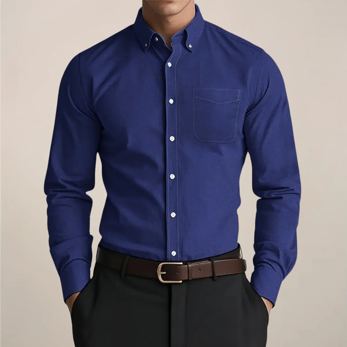 Fabian | Herren Klassisches Button-Down Langarm Hemd