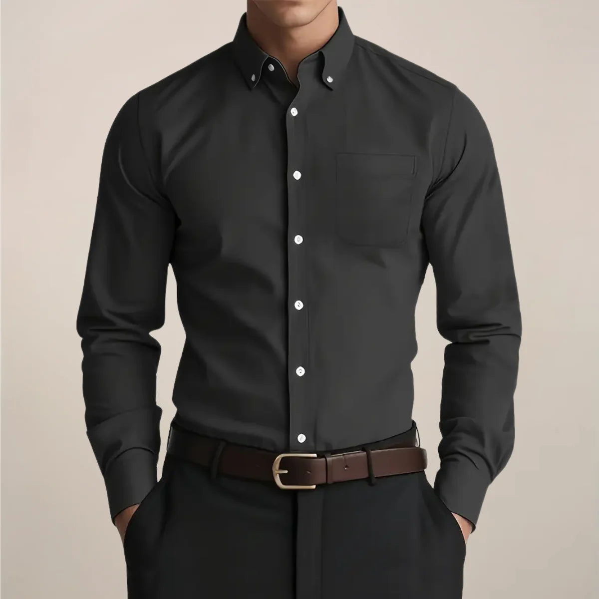 Fabian | Herren Klassisches Button-Down Langarm Hemd