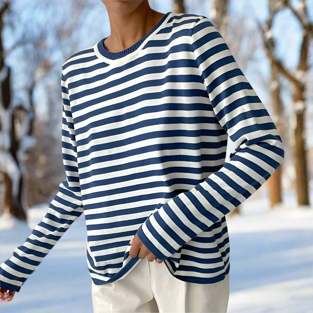 Felicia | Damen Lässiges Gestreiftes Langarmshirt
