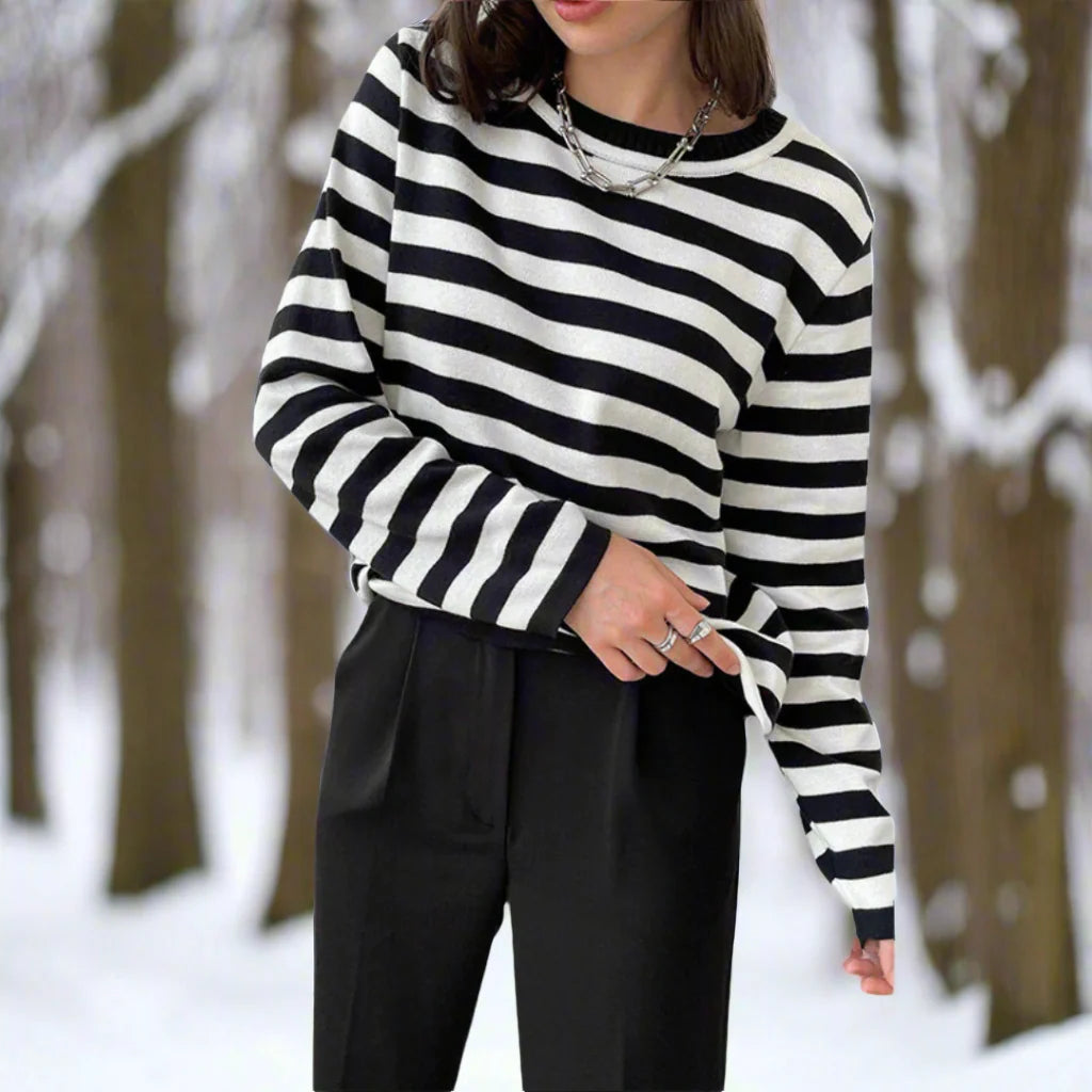 Felicia | Damen Lässiges Gestreiftes Langarmshirt