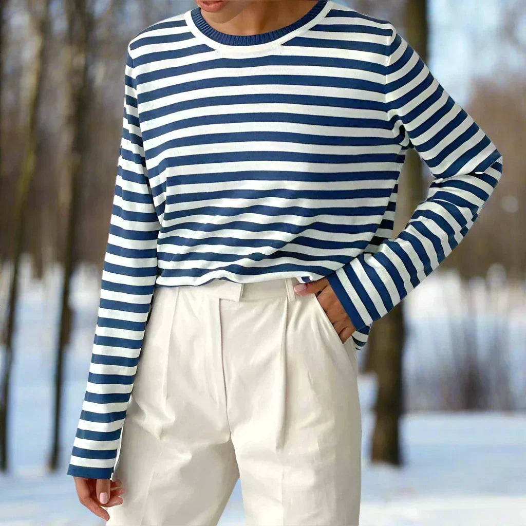 Felicia | Damen Lässiges Gestreiftes Langarmshirt