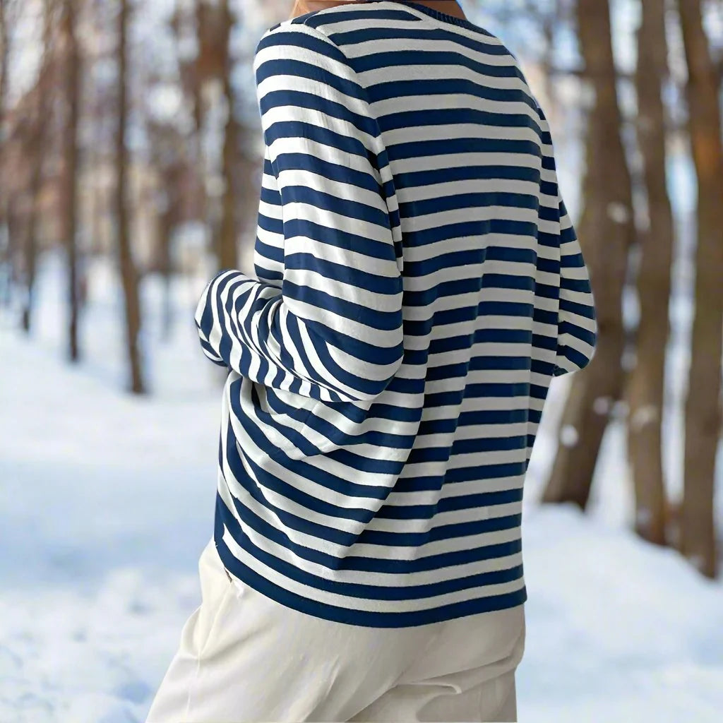 Felicia | Damen Lässiges Gestreiftes Langarmshirt