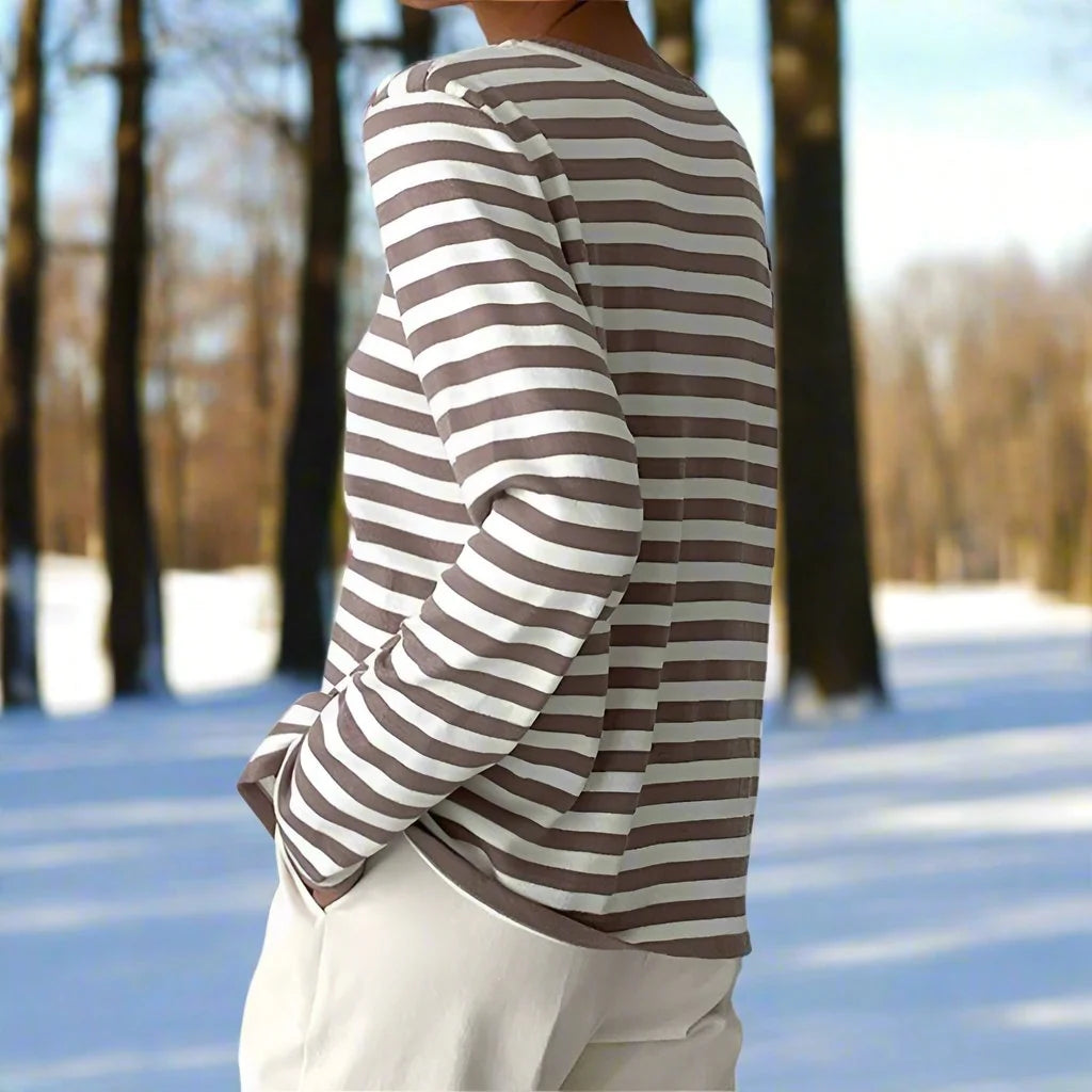 Felicia | Damen Lässiges Gestreiftes Langarmshirt