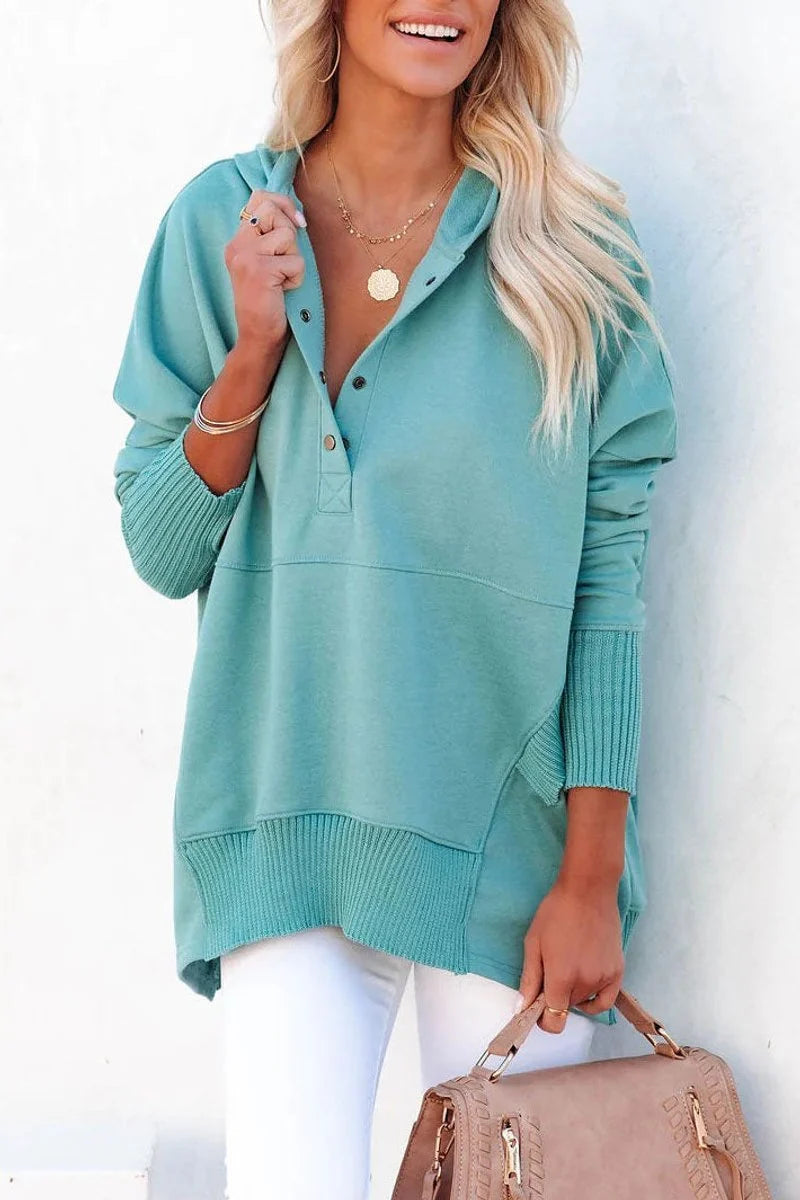 Frieda | Damen Kapuzen-Tunika Langarm Oversized Hoodie Pullover