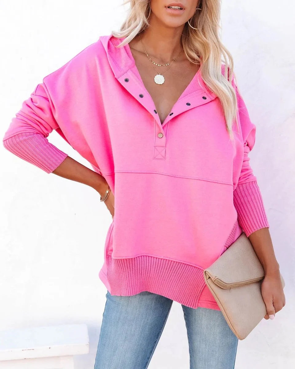 Frieda | Damen Kapuzen-Tunika Langarm Oversized Hoodie Pullover