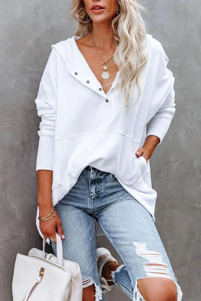 Frieda | Damen Kapuzen-Tunika Langarm Oversized Hoodie Pullover