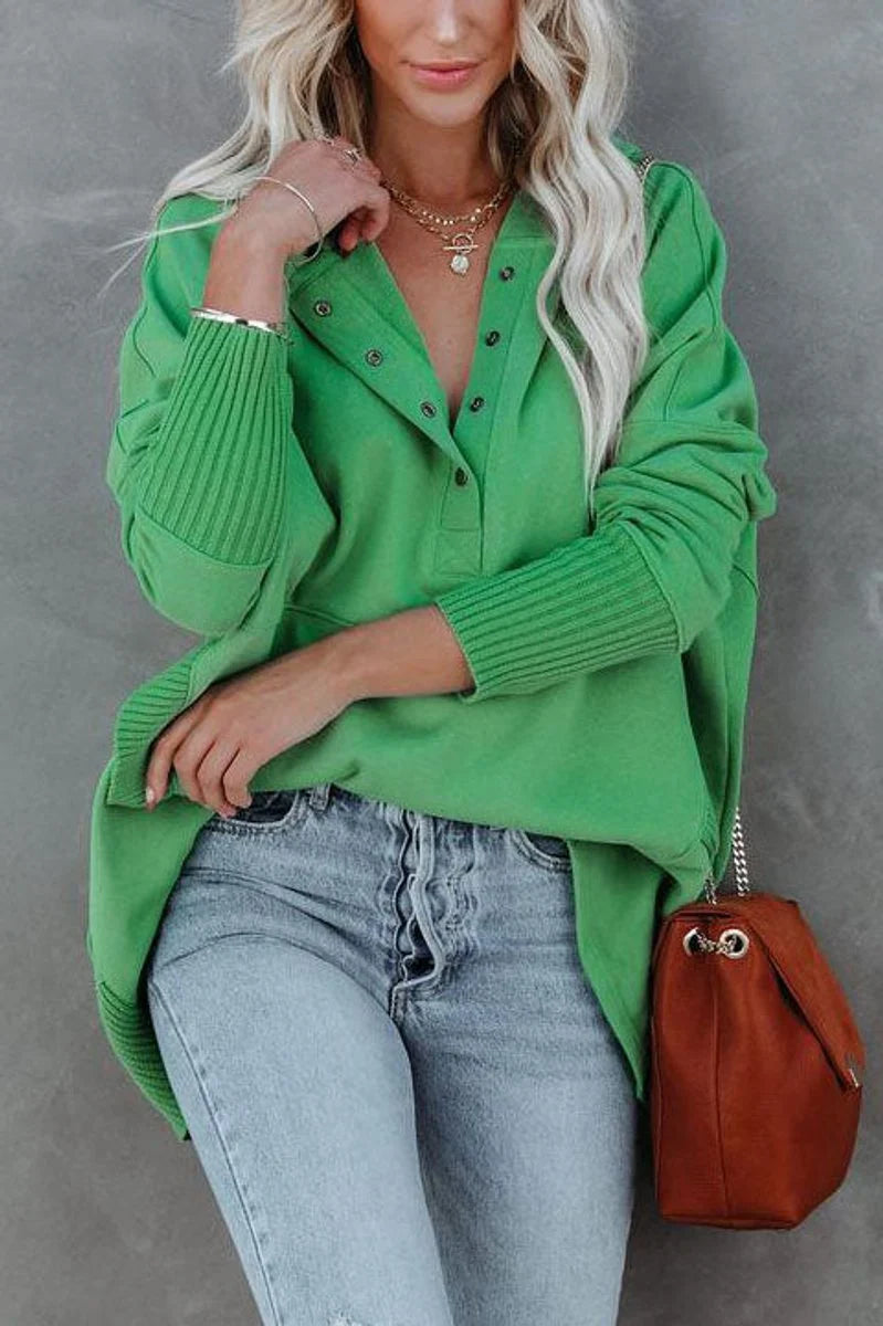 Frieda | Damen Kapuzen-Tunika Langarm Oversized Hoodie Pullover
