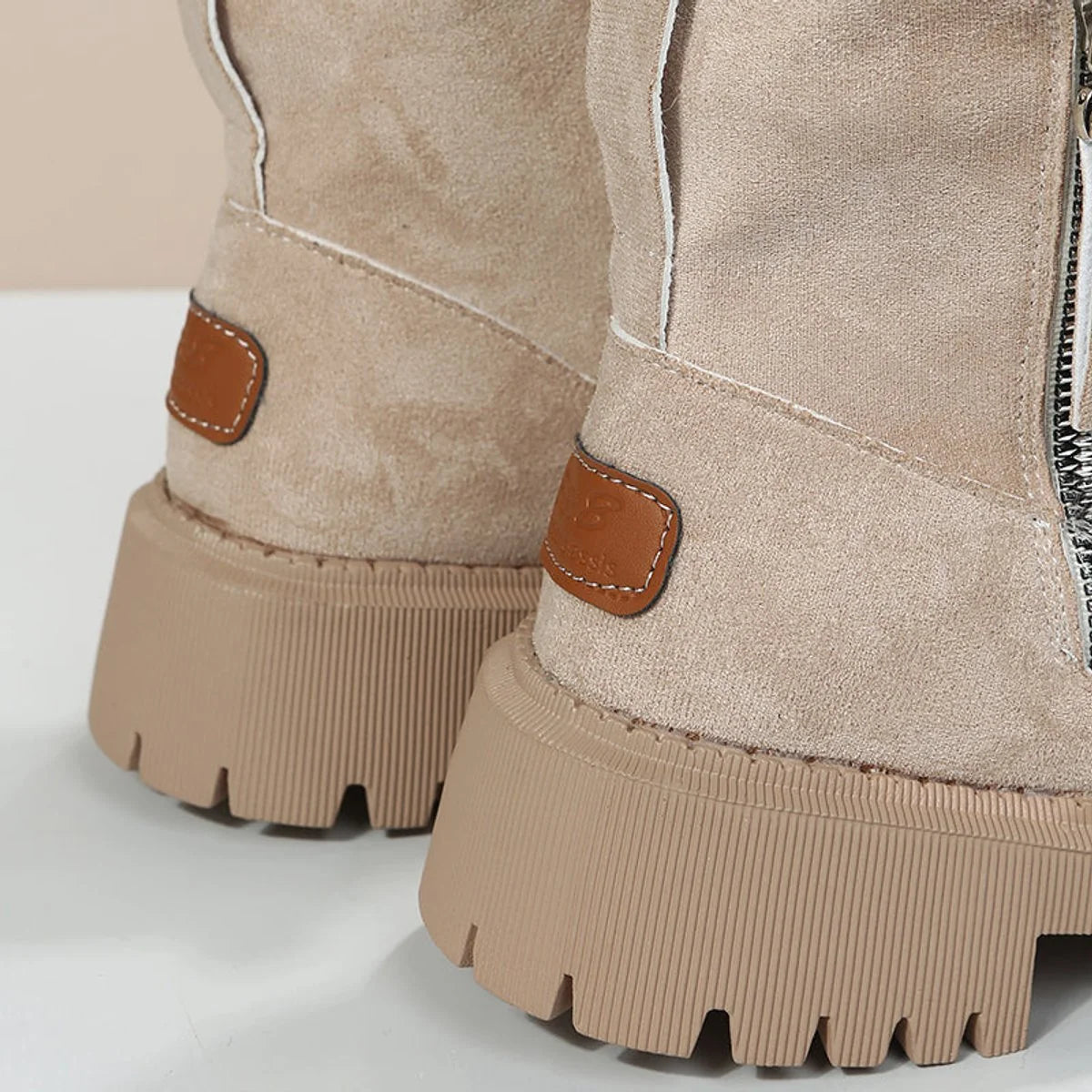 Greta | Damen Gefütterte Wildleder Slip-On Ankle Boots Plateausohle