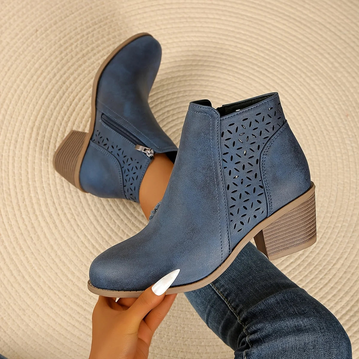 Greta | Damen Stiefeletten zum Hineinschlüpfen mit seitlichem Reißverschluss