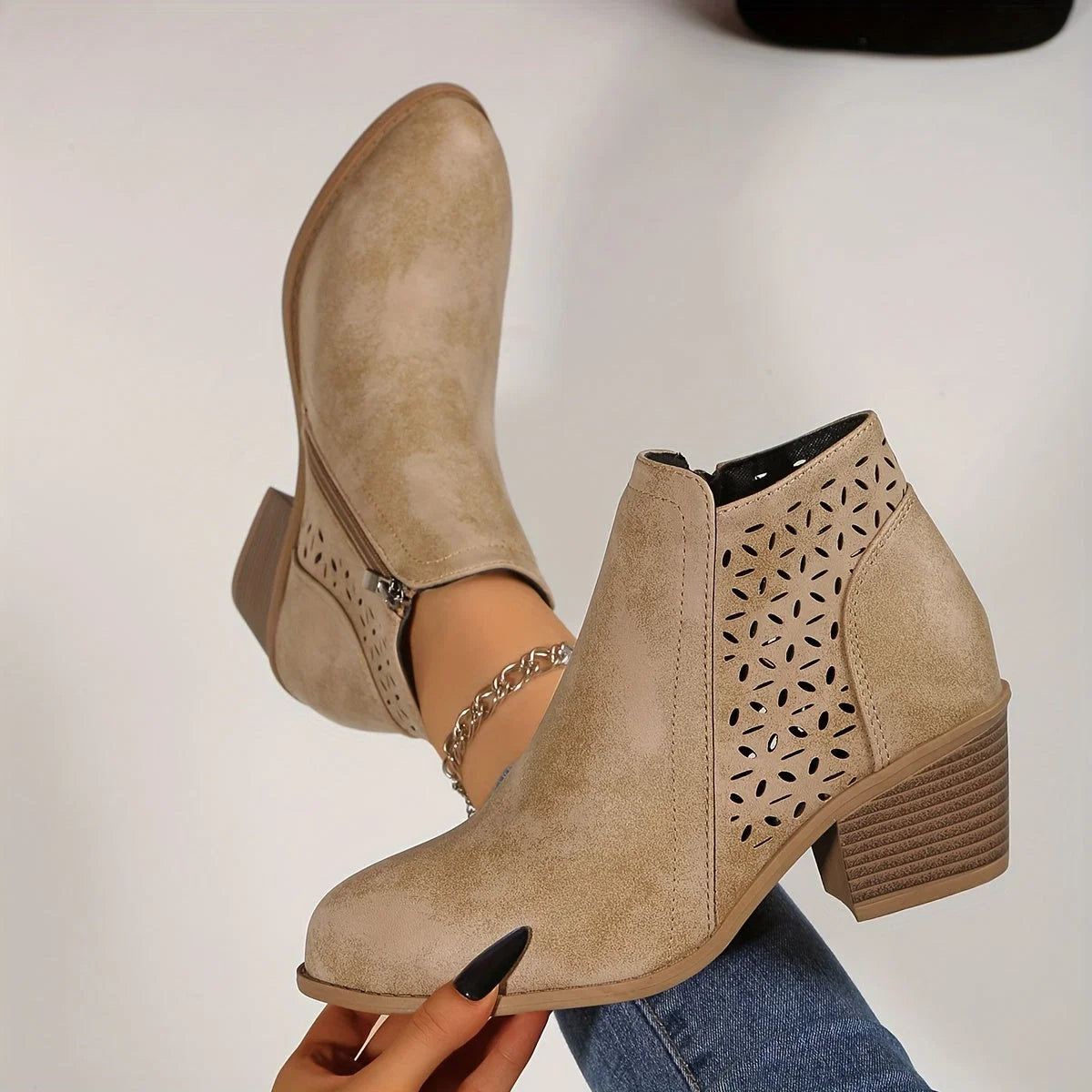 Greta | Damen Stiefeletten zum Hineinschlüpfen mit seitlichem Reißverschluss