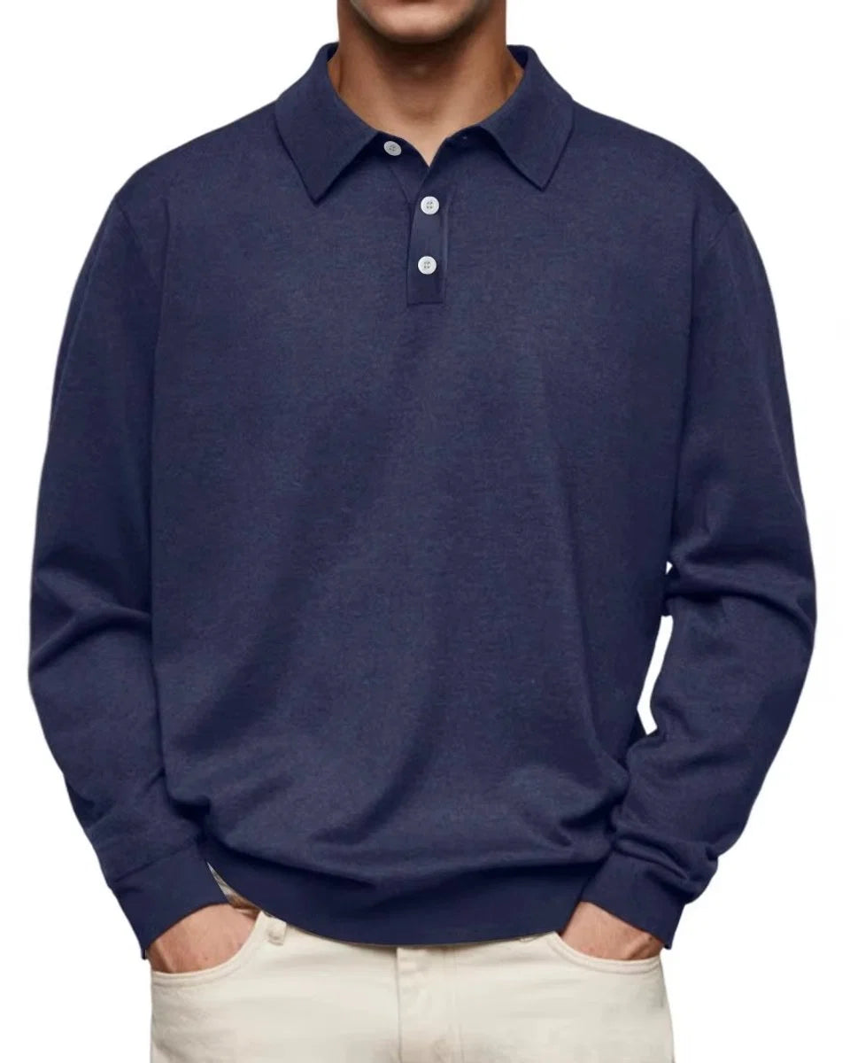 Nuana | Herren Langarm-Polo Sweatshirt Knopfleiste Klassischer Schnitt