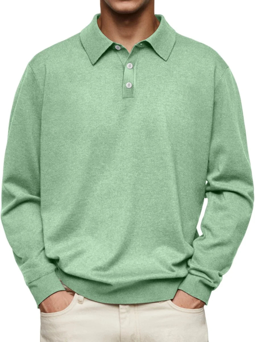 Nuana | Herren Langarm-Polo Sweatshirt Knopfleiste Klassischer Schnitt