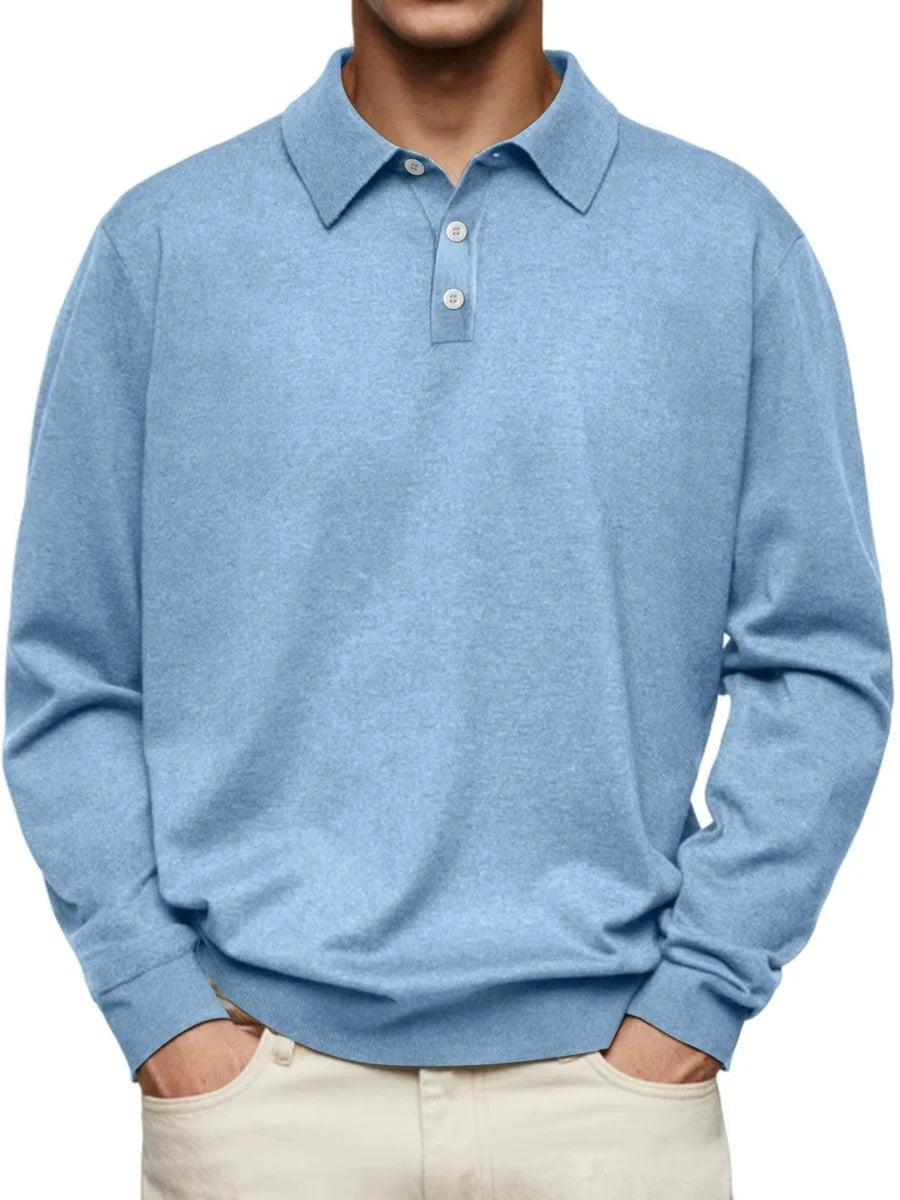 Nuana | Herren Langarm-Polo Sweatshirt Knopfleiste Klassischer Schnitt