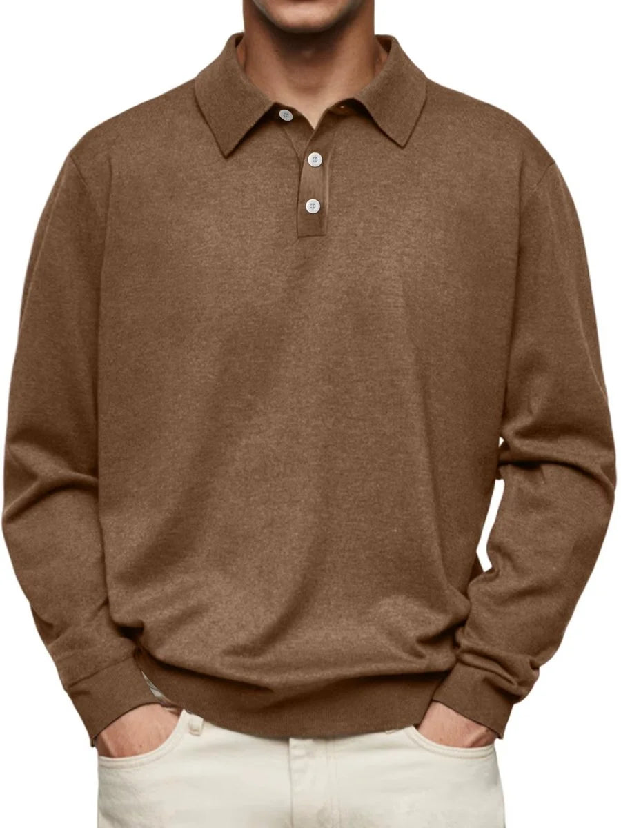 Nuana | Herren Langarm-Polo Sweatshirt Knopfleiste Klassischer Schnitt