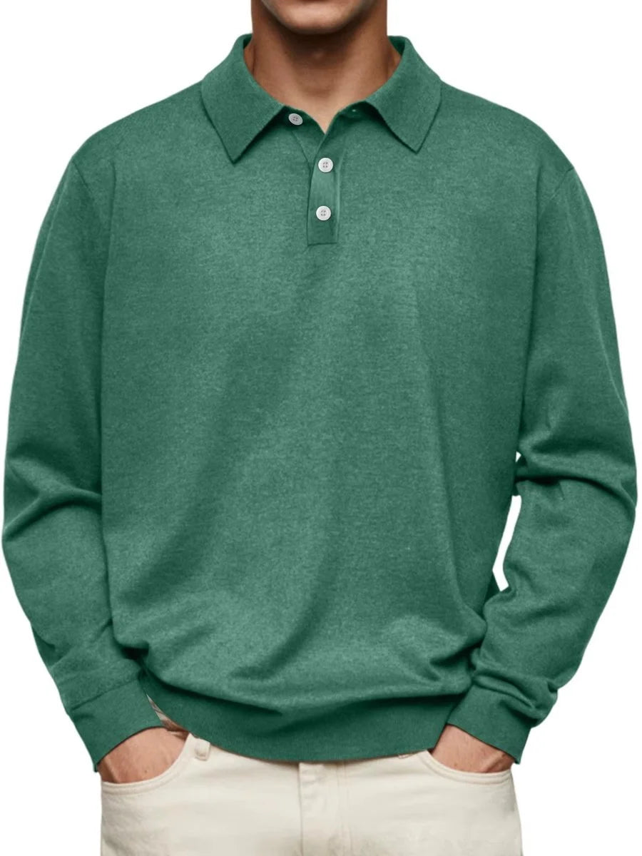 Nuana | Herren Langarm-Polo Sweatshirt Knopfleiste Klassischer Schnitt