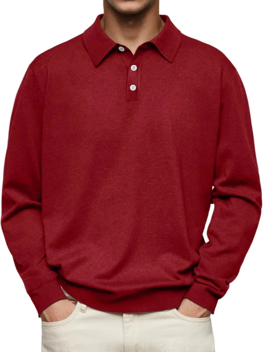 Nuana | Herren Langarm-Polo Sweatshirt Knopfleiste Klassischer Schnitt