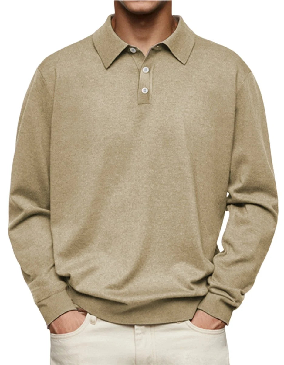 Nuana | Herren Langarm-Polo Sweatshirt Knopfleiste Klassischer Schnitt