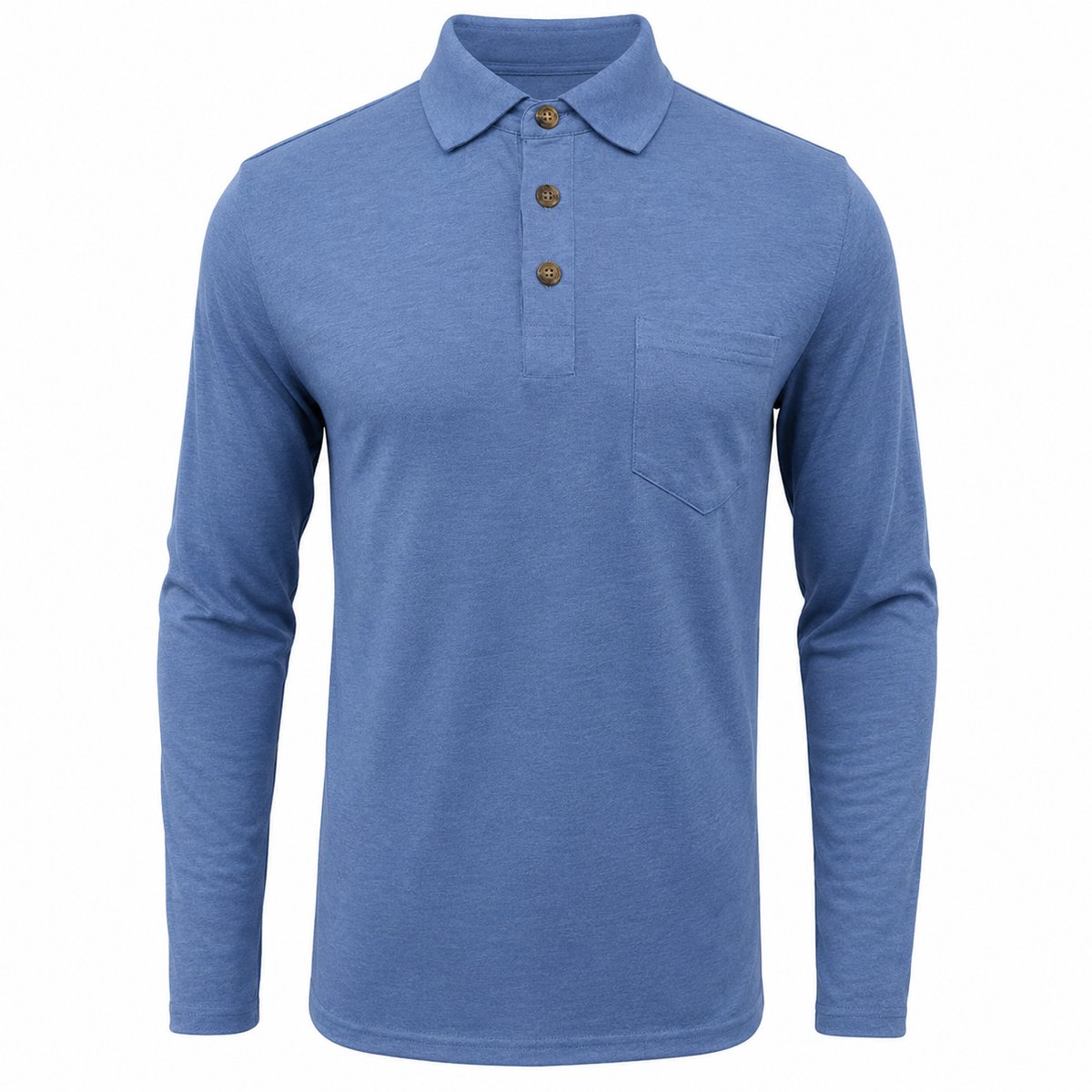 Elias | Herren Langarm-Poloshirt mit Knopfleiste und Brusttasche