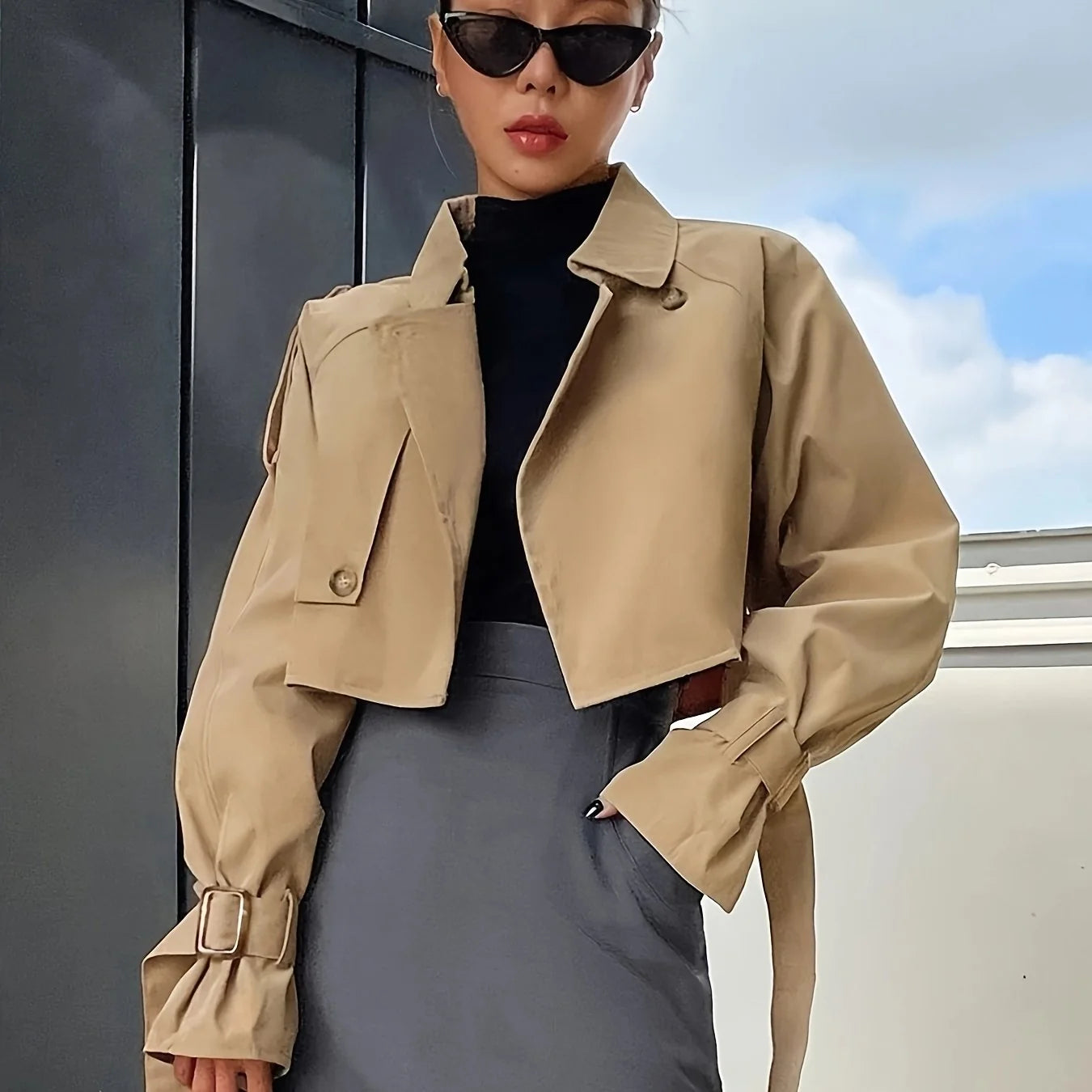 Irina | Damen Kurz-Trenchcoat im High-Fashion-Stil