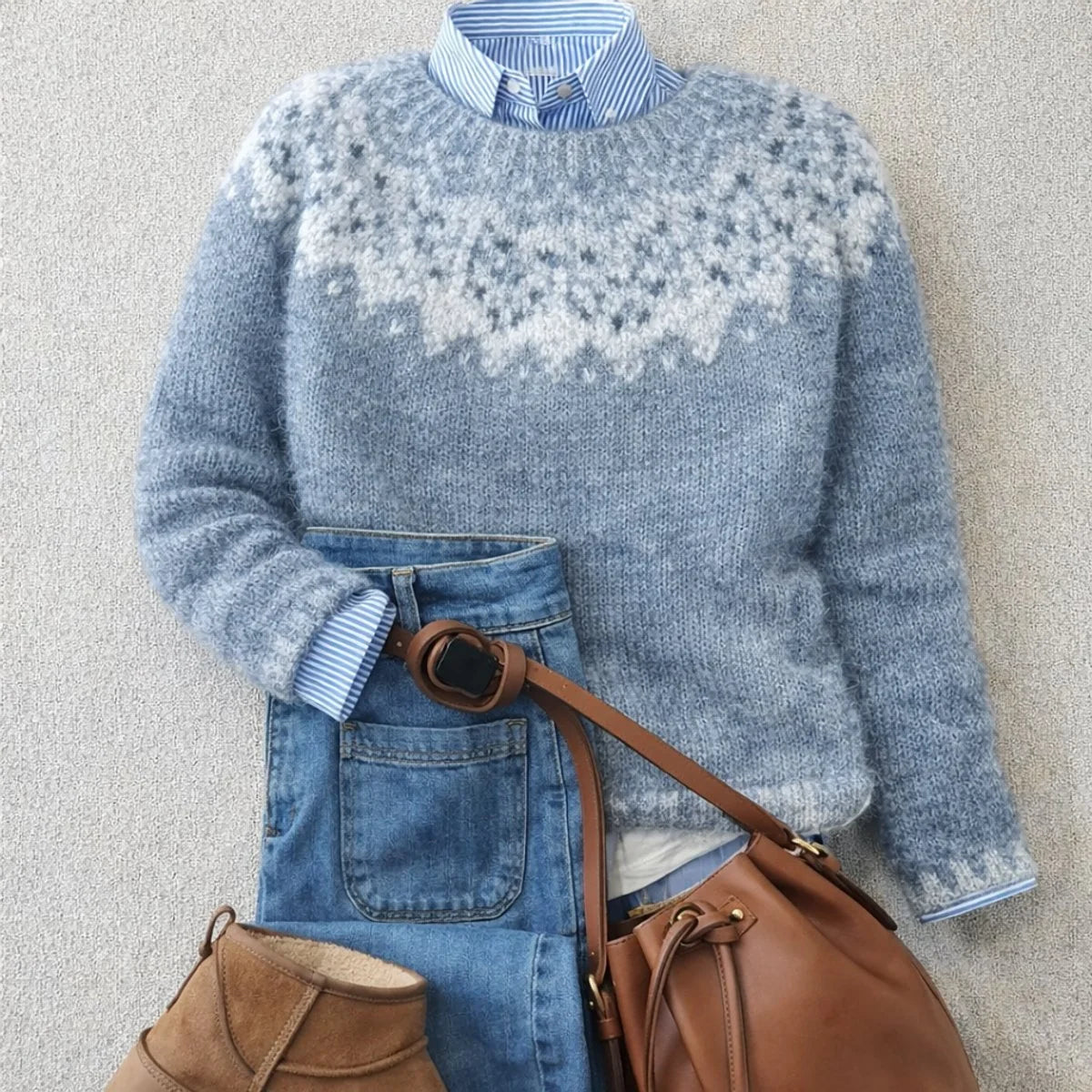 Johanna | Damen Nordischer Strick Sweater mit Relaxed Silhouette